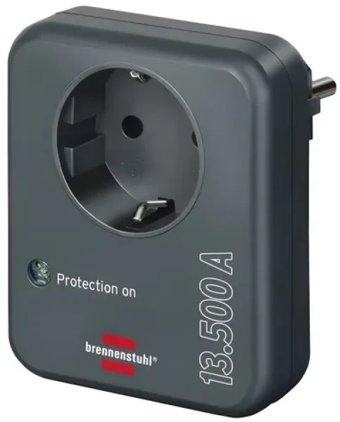 Brennenstuhl Adaptér do zásuvky antracitový / Přepěťová ochrana / 1x zásuvka / 13 500 A / IP20 / dětská pojistka (1506996)