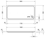 DURAVIT - D-Code Sprchová vanička 180x90 cm, Antislip, alpská bílá 720165000000001