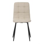 Židle jídelní, potah krémová látka, kovová čtyřnohá podnož, černý mat