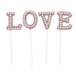 Dortisimo Zápich do dortu červený s perlami LOVE (4 ks)