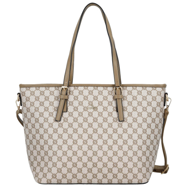 Trendy dámská koženková kabelka na rameno Elina, tmavě béžová