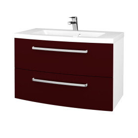Dřevojas - Koupelnová skříňka BRIO SZZ2 90 - L01 Bílá vysoký lesk / M06 Bordeaux mat 161118