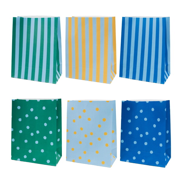 Eulenschnitt Papírový sáček Stripes and Dots 27 × 21 cm – set 6 ks, multi barva, papír