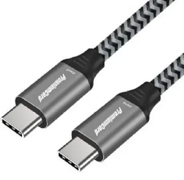 PremiumCord propojovací USB -C kabel s konektory USB-C - USB-C 1.5 m / 100W / 20V / 5A / 480Mbps / bavlněný oplet (ku31cw15)
