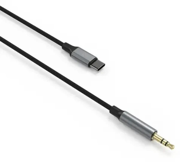 FIXED Link Space Gray / Audio kabel / USB-C na 3,5mm jack / opletený / DAC / 1,5 m (FIXA-CJ15-GR)
