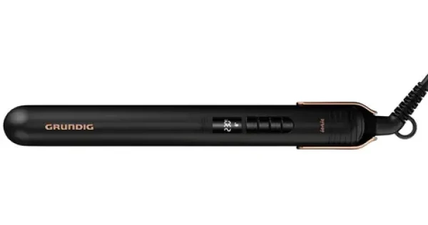 Grundig HS7030 černá / Žehlička na vlasy / Keramické destičky / LCD displej / 130-230°C (100001392402)