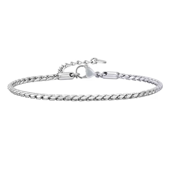 Pánský ocelový náramek Simon - chirurgická ocel, Stříbrná 18 cm + 5 cm (prodloužení)