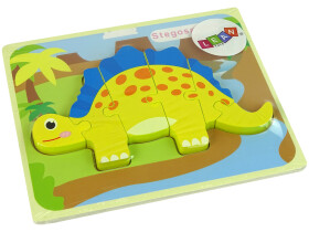 Mamido Dřevěné puzzle pro nejmenší dinosaurus stegosaurus žluté