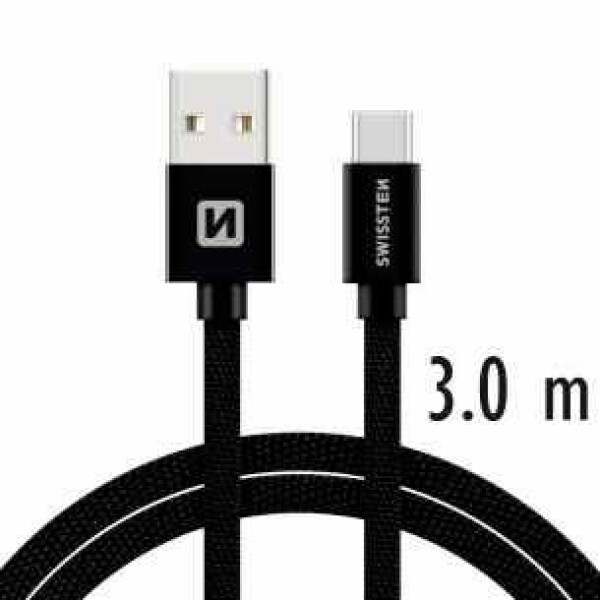 Swissten 71527900 USB 2.0, zástrčka A - zástrčka C, opletený, 3m, černý