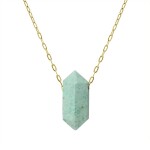 Ocelový náhrdelník Enrica, amulet tyrkys, chirurgická ocel, Zlatá 45 cm + 5 cm (prodloužení)