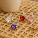 Náušnice Swarovski Elements Elizabeth Garnet - srdíčko, Červená