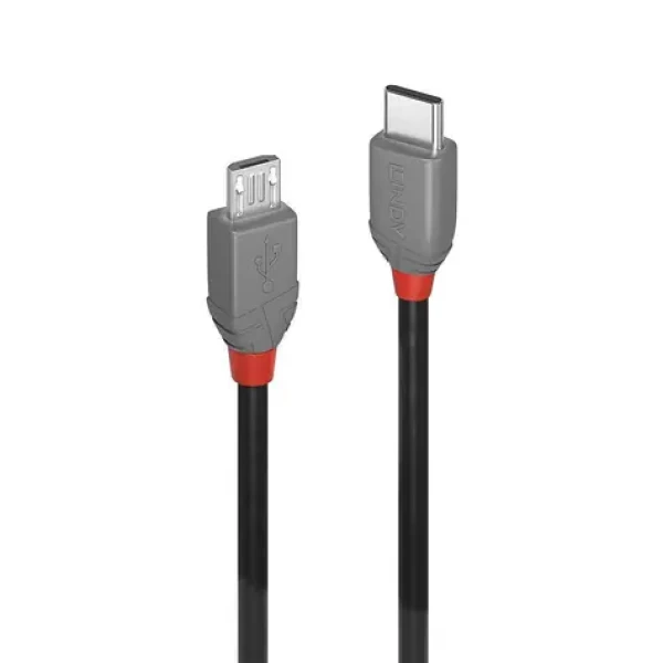 Lindy Anthra Line USB-C - Micro-USB B černá / Kabel USB / USB 2.0 / 3 m / 480 Mbit/s (36893)
