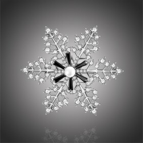 Vánoční brož Swarovski Elements Desireé - sněhová vločka, Stříbrná
