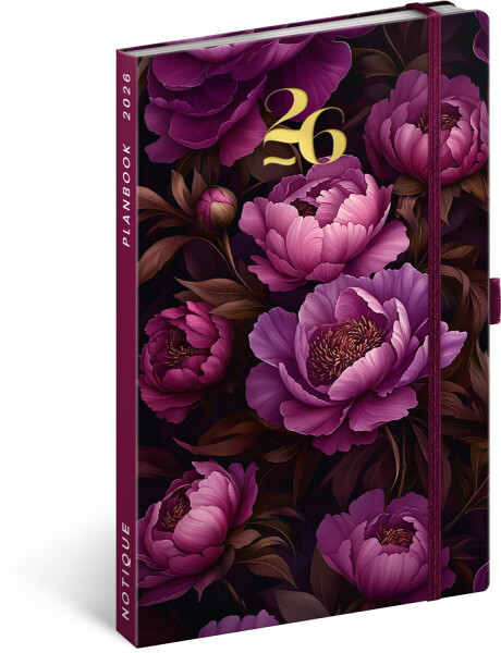 NOTIQUE Diář/notes 2026: Planbook - Fialové květy, 13 x 21 cm