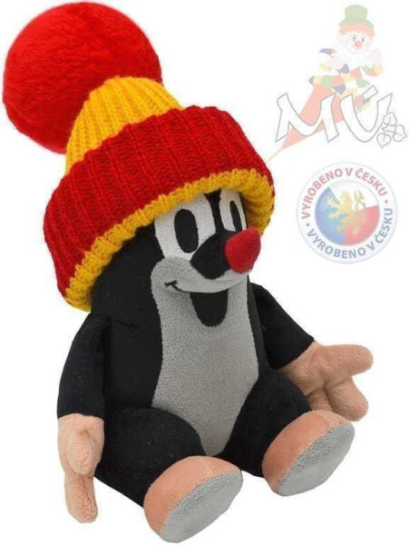 Krtek 20cm sedící, červený kulich - Zdeněk Miler