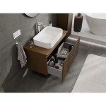 MEXEN/S - Rivel koupelnová skříňka pod umyvadlo 90 cm s deskou, 1 šuplík, reliéf , ořech 91A20-09047-1-BFC86
