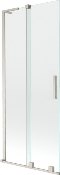 MEXEN/S - Velar L dvoukřídlá posuvná vanová zástěna 80 x 150, transparent, nikl kartáčovaný 896-080-003-01-97