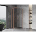 MEXEN/S - Mist T sprchový kout dveře křídlové 75 x 75, transparent, měď kartáčovaná 8A4T-075-075-65-00