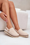 Dámské Pantofle Na Platformě Zateplené Kožíškem Typu Beránek Béžové Sanilora 39