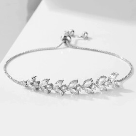 Náramek Swarovski Elements Daisy, Stříbrná Nastavitelná