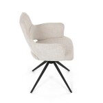 Židle jídelní, krémová látka, 360° vratný mechanismus, černý kov