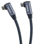 PremiumCord USB-C 2x zahnutý kabel šedá / Datový kabel / USB 3.2 Gen 2x2 / 20 Gbit/s / 100 W / 2 m (ku31cj2)
