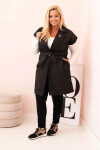 Dámská vesta Plus Size prošívaná s páskem a límcem černá UNI