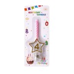 Dortisimo Svíčka růžová s LED zlatým podstavcem ve tvaru hvězdy číslo 4