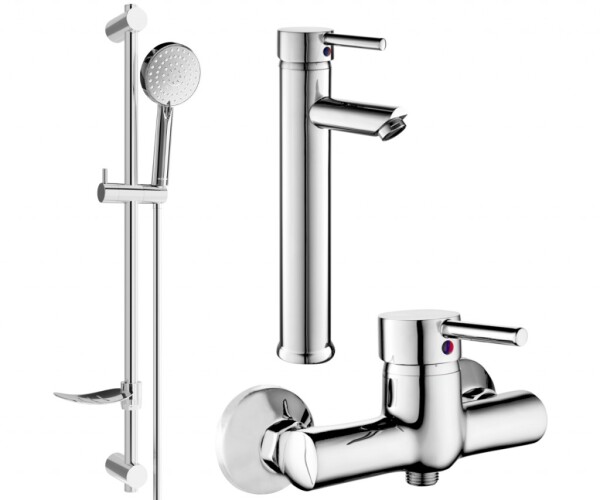 MEXEN/S - Lua DF75 Set umyvadlové a sprchové baterie s příslušenstvím, chrom 72814DF75-00