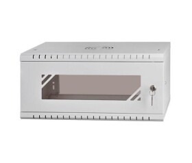 LEXI-Net 19" nástěnný rozvaděč Basic 4U 520x450, skleněné dveře, bez zad, rozložený, šedý EDF_10102489