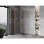 MEXEN/S - Mist-B sprchový kout dveře křídlové 75 x 75, transparent, měď kartáčovaná 8A2T-075-075-65-00