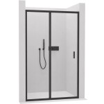 CERANO Sprchové posuvné dveře Varone LINE L/P - 6 mm - černá matná, transparentní sklo - 140x195 cm