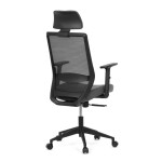 Židle kancelářská, černá MESH síťovina, černá látka, plastový kříž, synchronní mechanismus, kolečka pro tvrdé povrchy