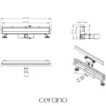 CERANO - Sprchový odtokový žlab ke stěně, sifon - nerez - DN40 - černá matná - 74 CER-476666