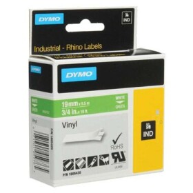 Dymo originální páska do tiskárny štítků 19mm x 5.5m / bílý tisk / zelený podklad / D1 / vinyl (1805420)