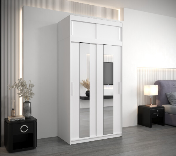 Šatní skříň Abi Po s nástavcem Barva korpusu: Bílá, Rozměry: 120 cm, Dveře: Bílá
