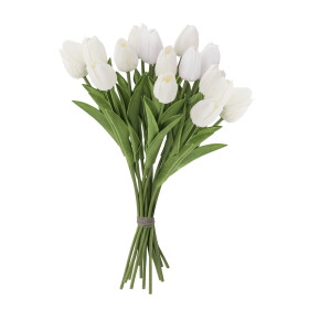 Bloomingville Umělá kytice Tulip Bouquet White 32 cm, bílá barva, multi barva, plast