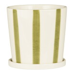Ib Laursen Keramický obal na květiny Palermo Green Stripes Ø 11 cm, zelená barva, keramika