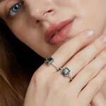 Elenys stříbrný rhodiovaný prsten Mechový achát Velikost: 6 (EU: 51-53)