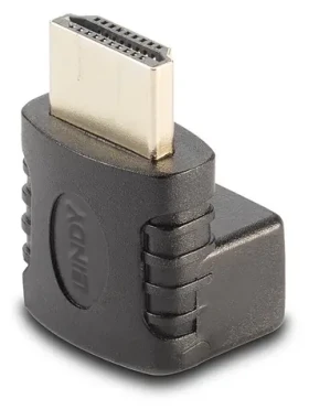 Lindy HDMI adaptér 90° dolů černá / Adaptér / HDMI (M) - HDMI (F) / pozlacené konektory / 4K UHD 60Hz (41085)