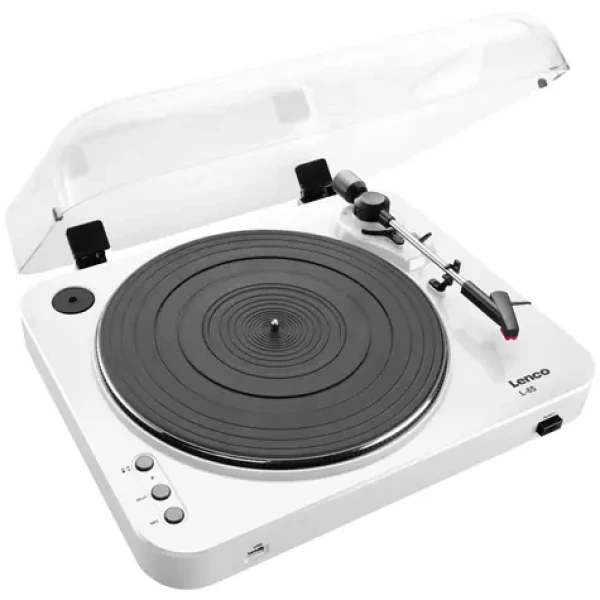 Lenco L-85 bílá / Gramofon / 33 45 RPM / předzesilovač (L85WHITE)