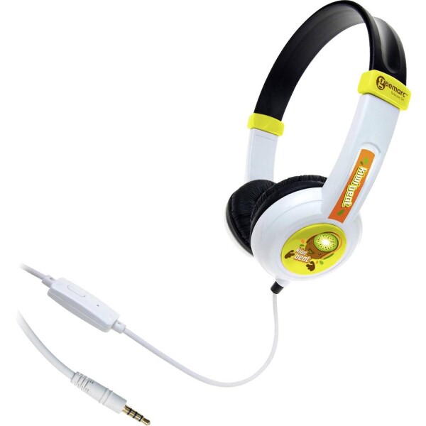 Geemarc KIWIBEAT-MIC dětské sluchátka Over Ear kabelová 5barevný, zelená, oranžová, černá, bílá lehký třmen, regulace hlasitosti, headset