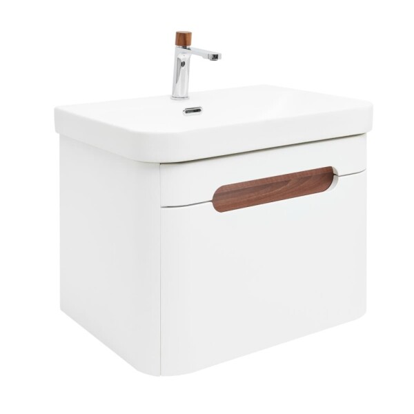 Koupelnová skříňka s umyvadlem a baterií SAT Fusion 57,5x43x45 cm bílá matná mat SATFUSION60WMWBA SATFUSION60WMWBA