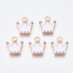 Kovový přívěsek - korunka - různé varianty - 11,5 × 10,5 mm - 1 ks Barva: Růžová