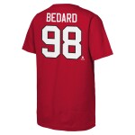 Outerstuff Dětské tričko Connor Bedard #98 Chicago Blackhawks NHL Flat Name & Number Short Sleeve Cotton Velikost: Dětské XL (170 – 176)