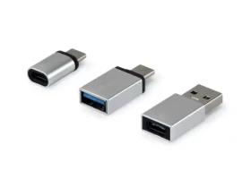 Equip stříbrná / Sada OTG adaptérů / USB-C - USB-A / USB-C - Micro-USB / USB-A - USB-C / hliník (133475)