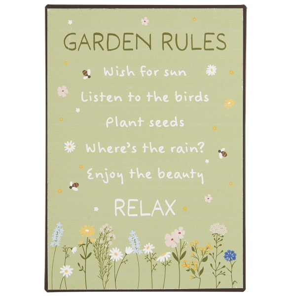 Ib Laursen Plechová cedule Garden Rules, zelená barva, kov