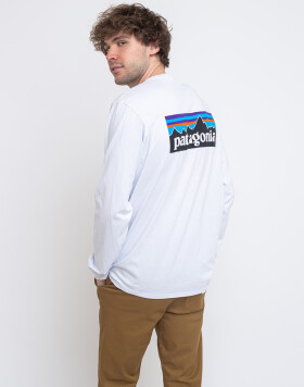 Tričko Patagonia M's L/S P-6 Logo Responsibili-Tee® White