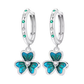 Stříbrné visací náušnice Trojlístek - stříbro 925/1000, Stříbrná