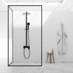 Erga Cube, sprchová souprava s pákovou baterií, vanovou výlevkou a dešťovou hlavicí 25x25cm, černá matná, ERG-YKA-BP.CUBE-25-BLK